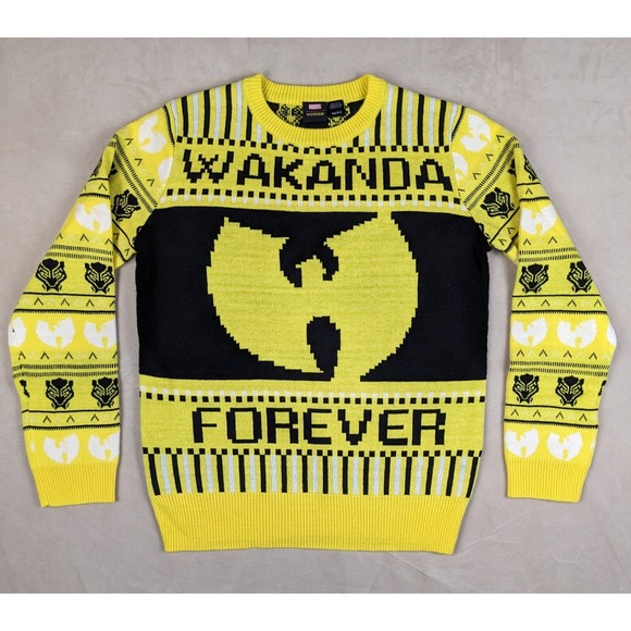 Wu Tang X Marvel Small Mens Sweater Wakanda Forever Polyester Knit - Picture 1 of 12